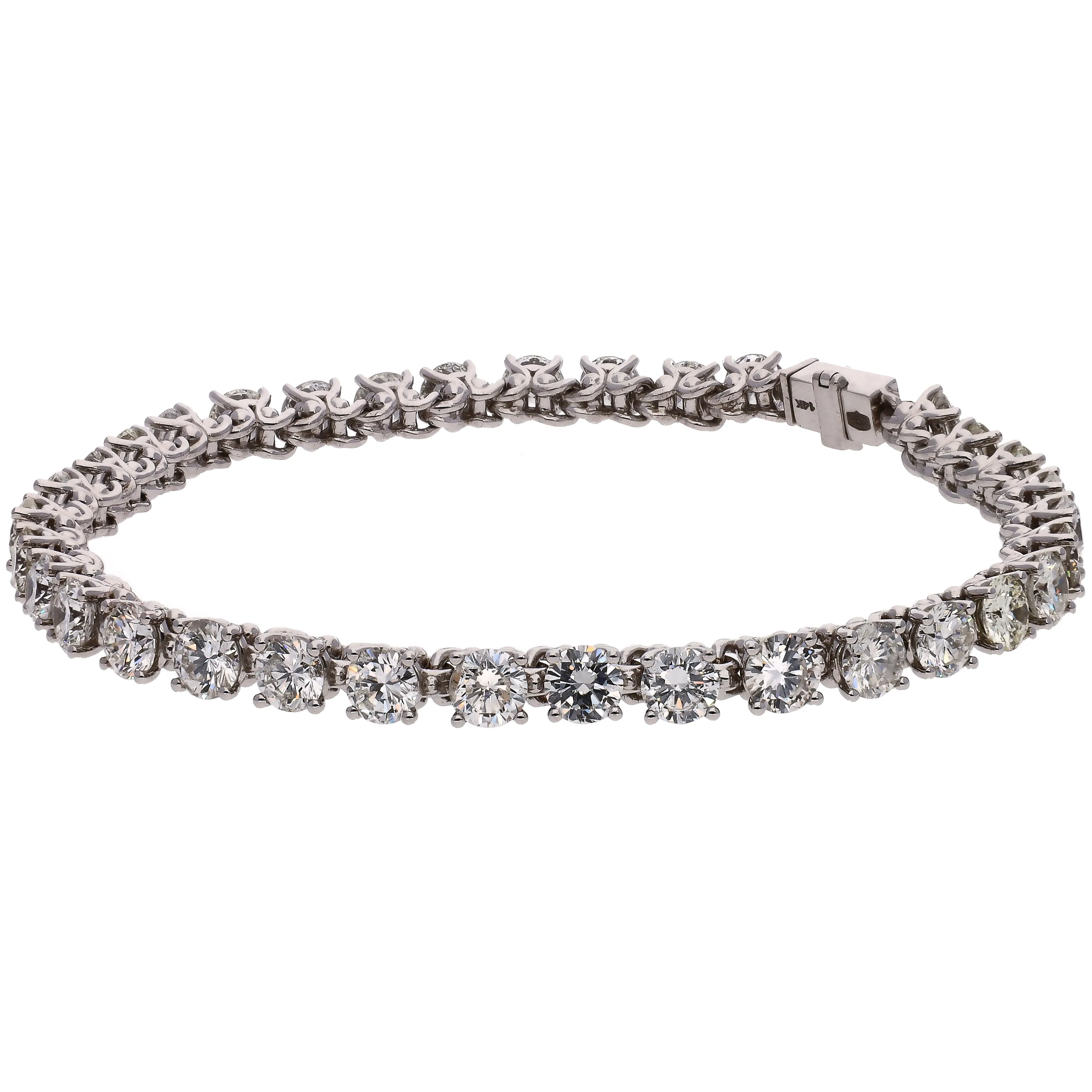 14K White Gold 11.35 CT Custom Designed Diamond Tennis Bracelet One of a Kind