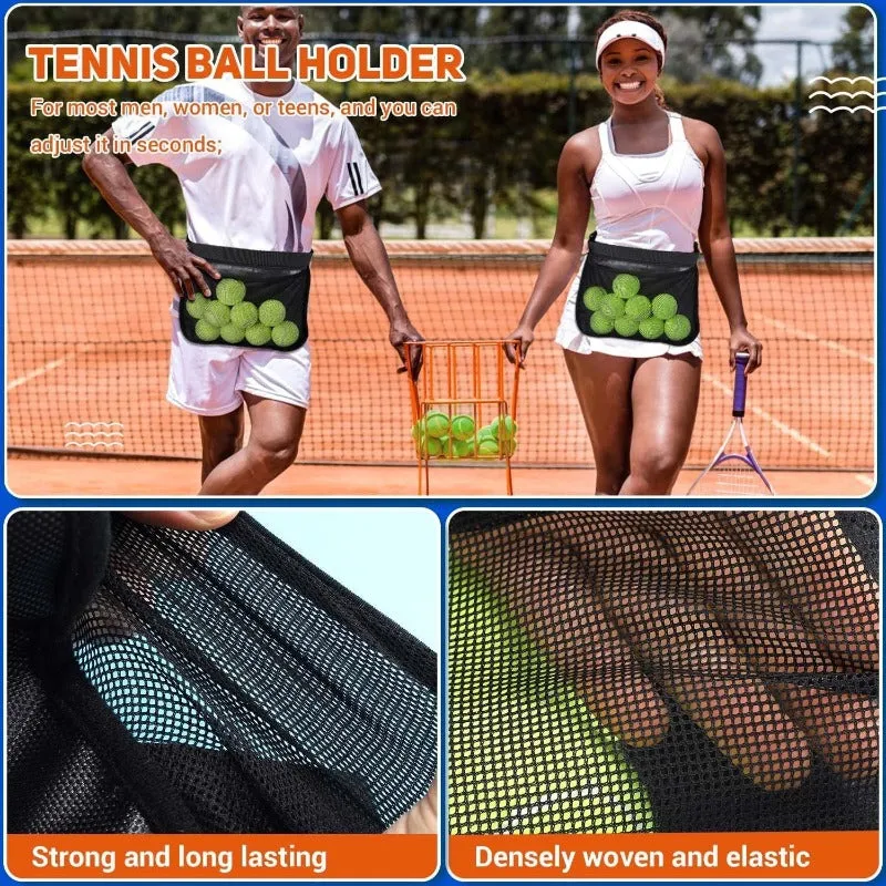 1pc Adjustable Belt Waist Hip Mesh Pickball Ball Bag With Zipper-Pocket