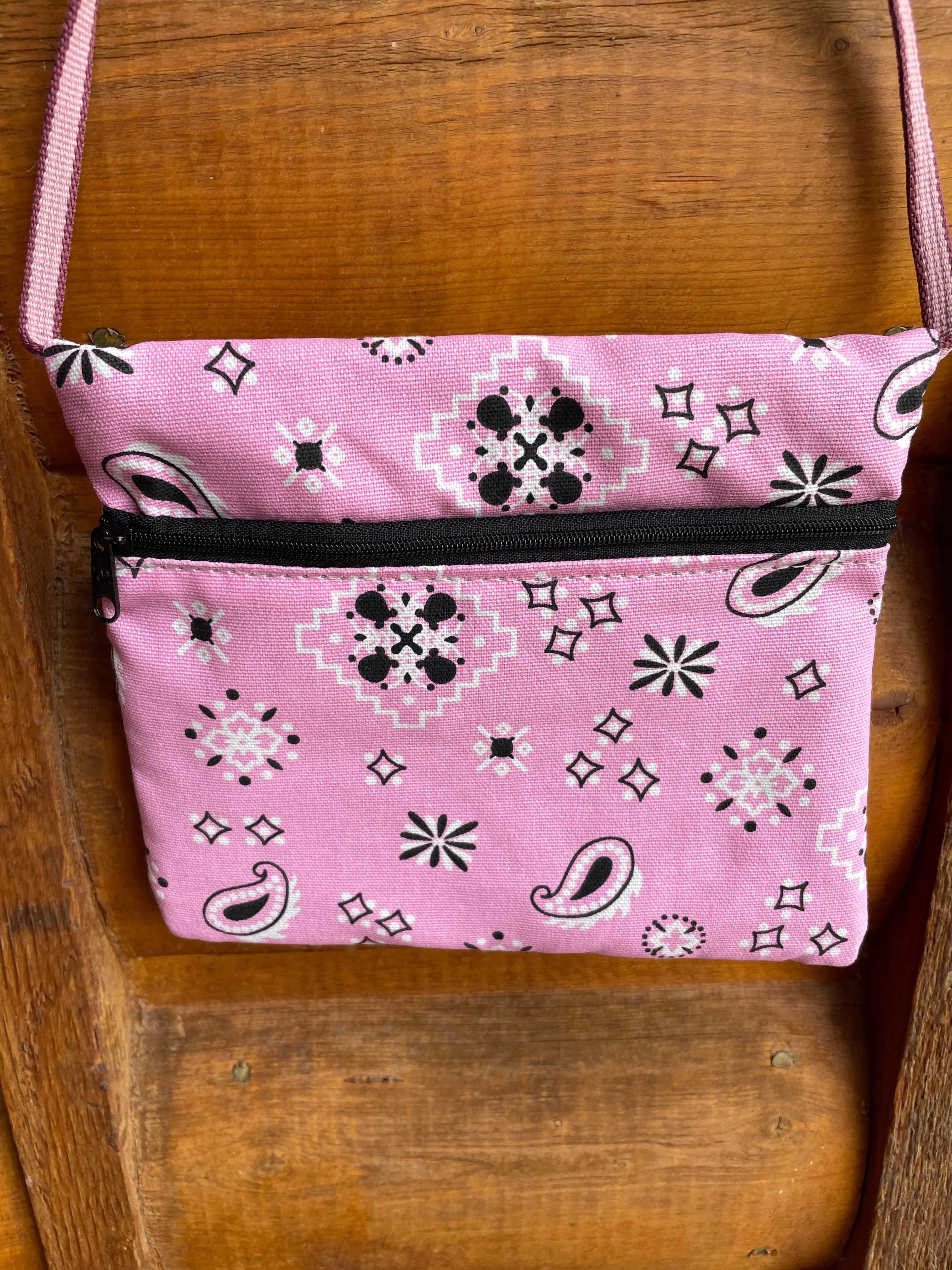 3 Zip Bag Pink- Bandana Print Fabric