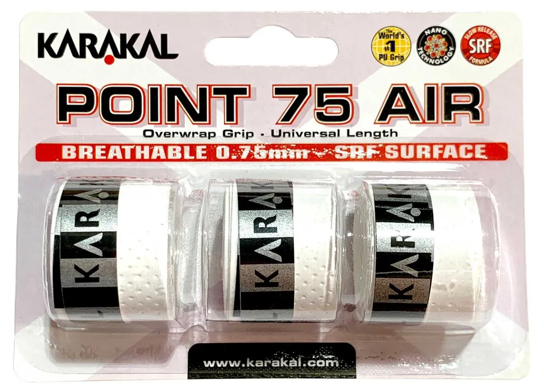 3x Karakal Point 75 Air Overwrap Grip Anti Slip Racquet Protector