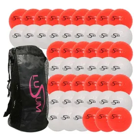 48 x Lusum Dimple Training Hockey Balls and Ball Bag