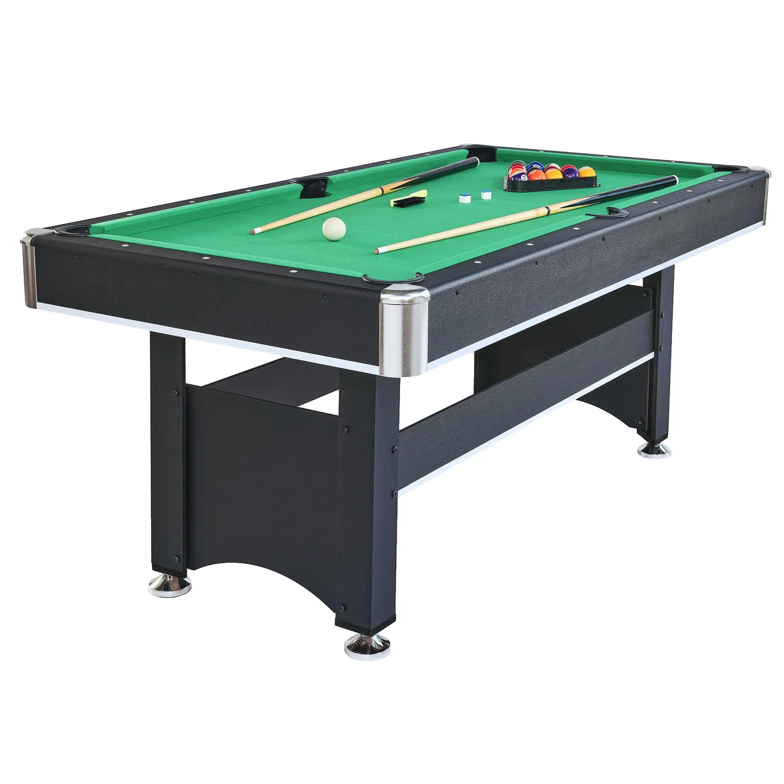 6-ft Pool Table with Table Tennis Top - Black with Green Felt