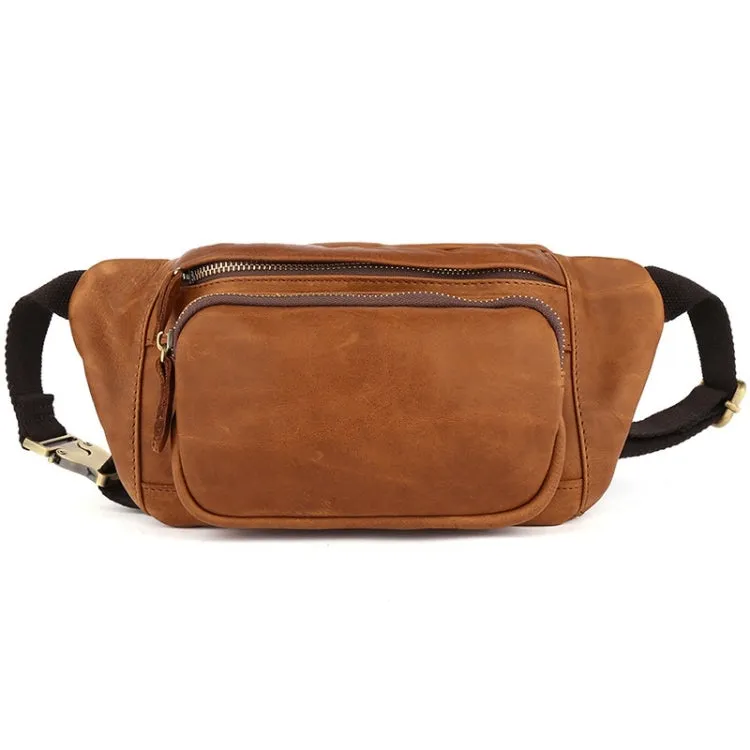 6364 Men Casual Messenger Chest Bag Retro Leather Multifunctional Waist Bag(Brown)