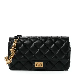 Aged Calfskin Quilted 2.55 Reissue Flap Belt Bag Clutch Black