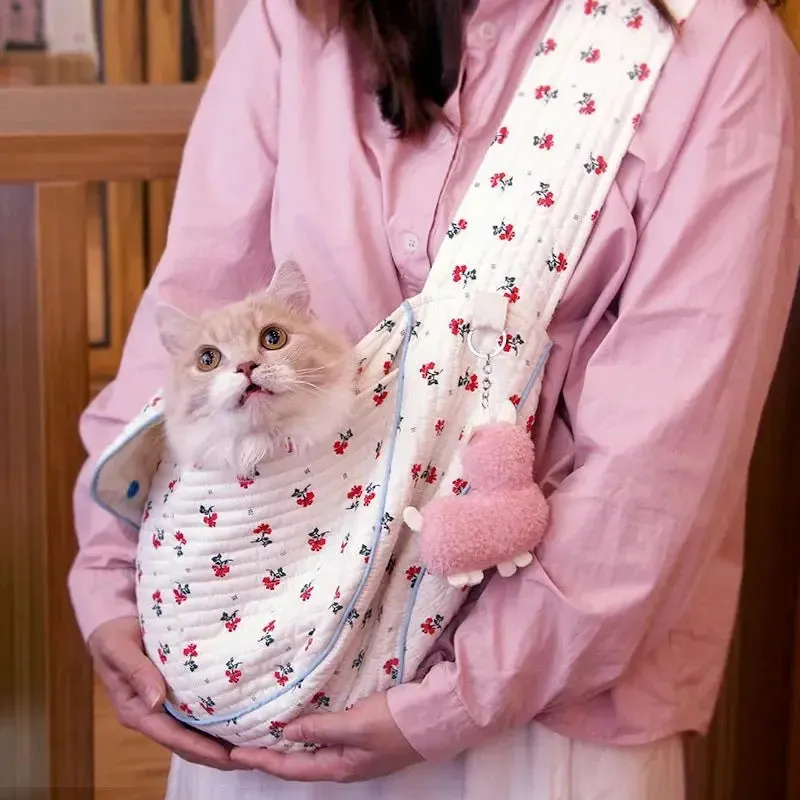 Anniepaw Handmade Canvas Cat Carrier Breathable Dog Tote Shoulder Bag for Travel