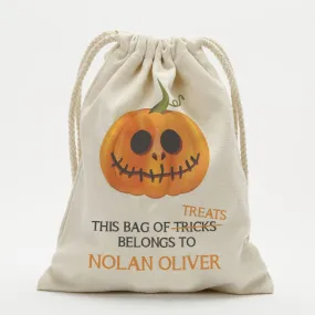 Bag Of Treats Custom Halloween Drawstring Sack for Kids | Personalized Halloween Trick or Treat Bag