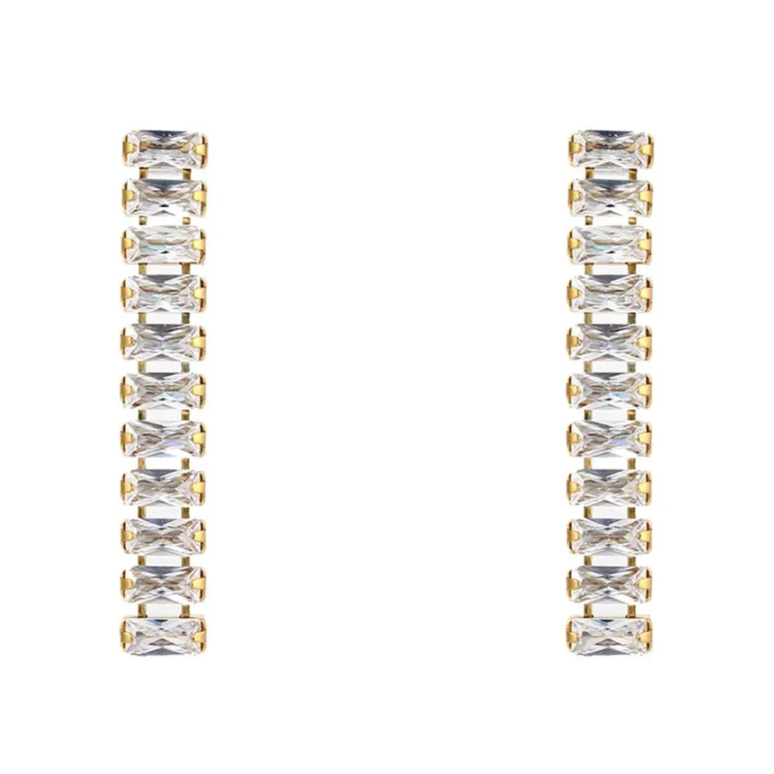 Baguette CZ Tennis Drops Earrings