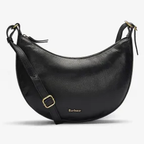 Barbour Laire Leather Half-Moon Bag in Black