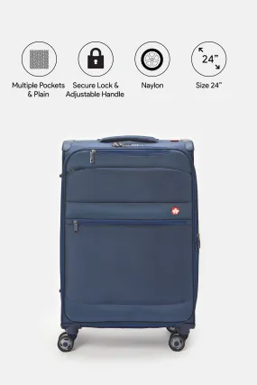 Blue Soft Trolley Luggage (24 Inch)