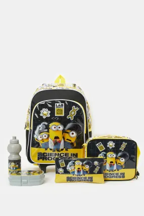 Boys Yellow Minion Science Trolley Bag (5 Piece)