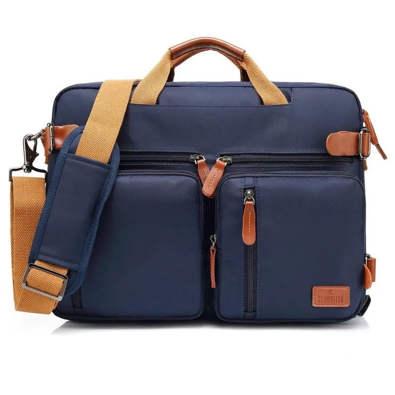 Convertible Laptop Briefcase Backpack - Water Resistant Nylon | 15.6 inches | Blue