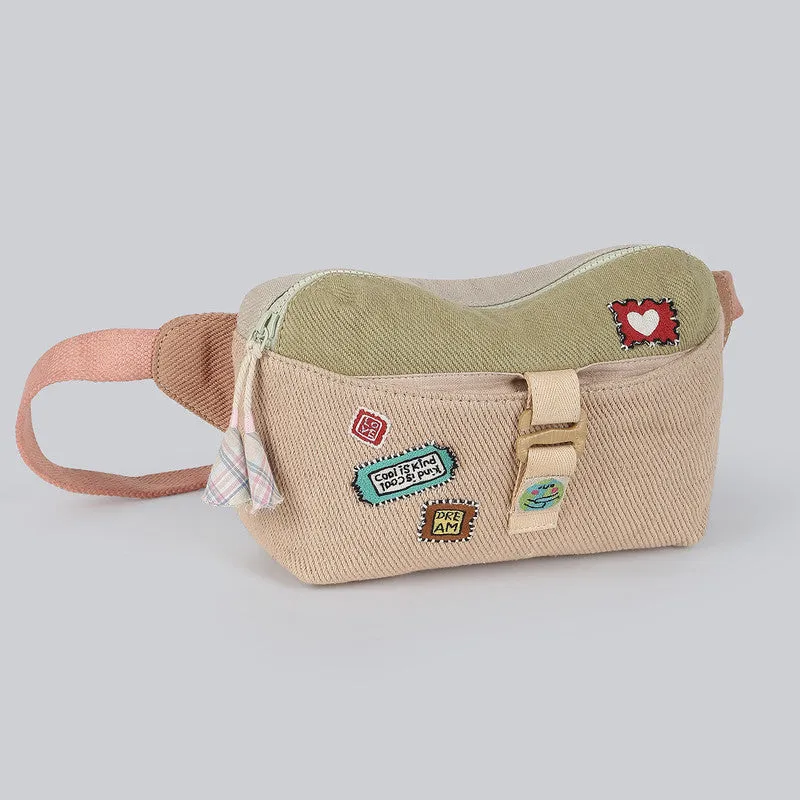 Cotton Waist Bag For Kids & Adult | Beige & Grey