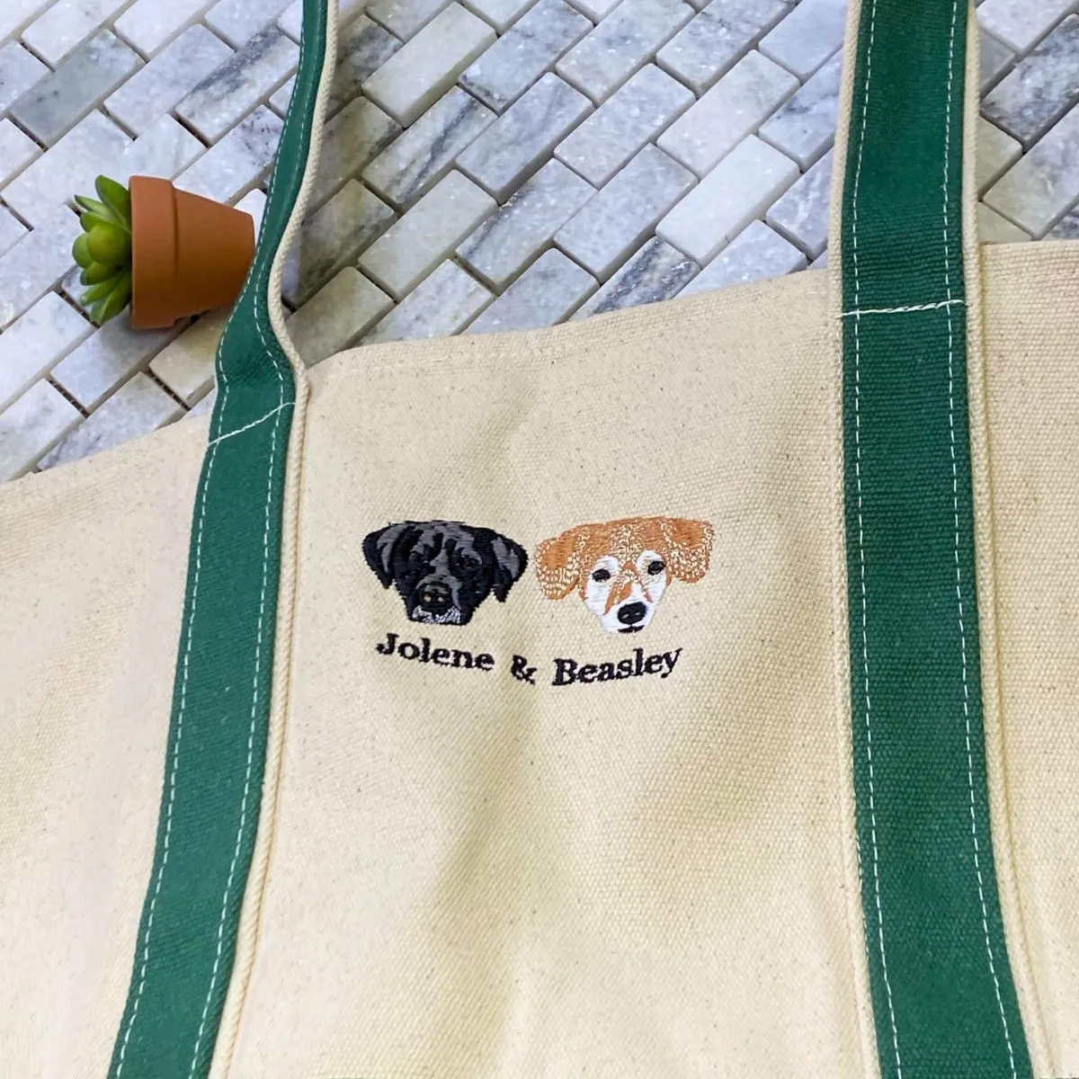 Custom Embroidered Cat Tote Bag with Same Design