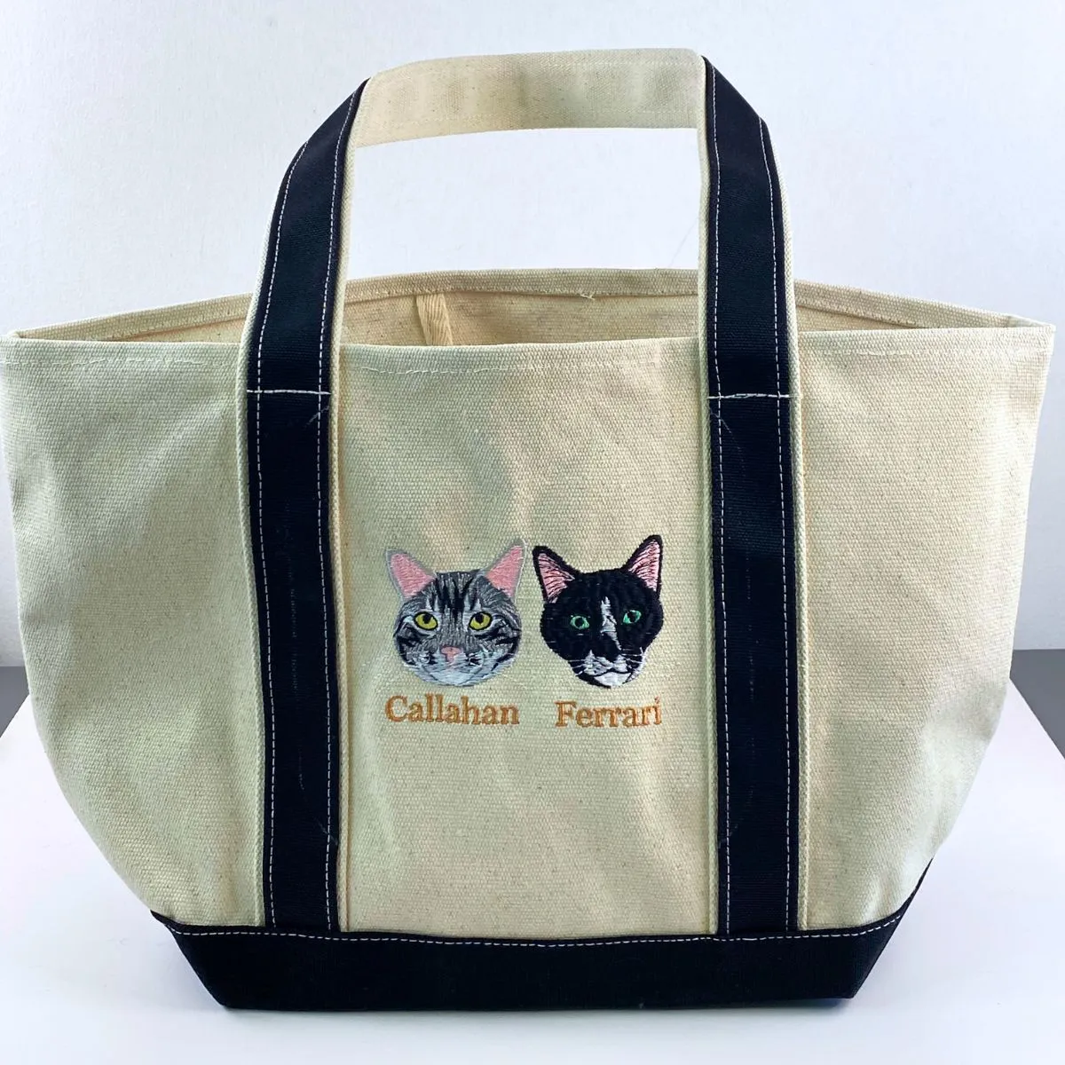 Custom Embroidered Cat Tote Bag with Same Design