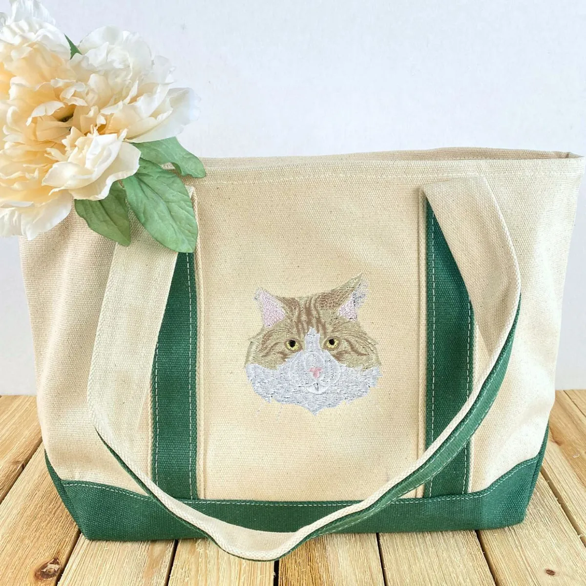 Custom Embroidered Cat Tote Bag with Same Design