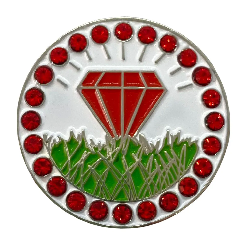 Diamond In The Rough (Red) Golf Ball Marker Only