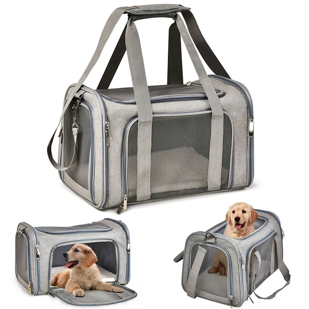 Dog Carrier Bag Soft Side Backpack Cat Pet Carriers Dog Travel Bags Airline Approved Transport For Small Dogs Cats