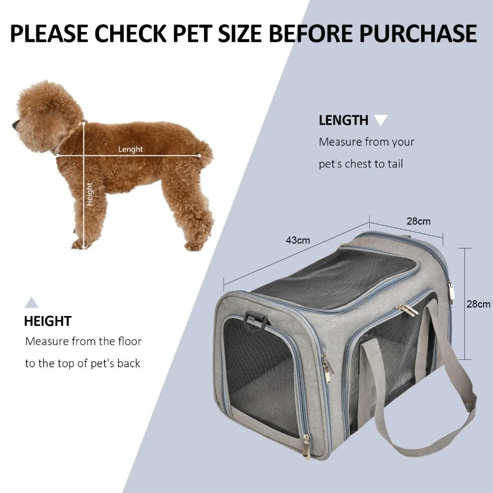 Dog Carrier Bag Soft Side Backpack Cat Pet Carriers Dog Travel Bags Airline Approved Transport For Small Dogs Cats