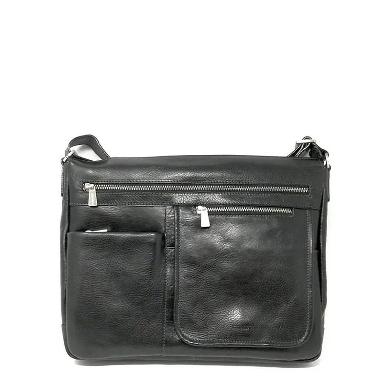 Firenze Zip Over Messenger Bag // Black