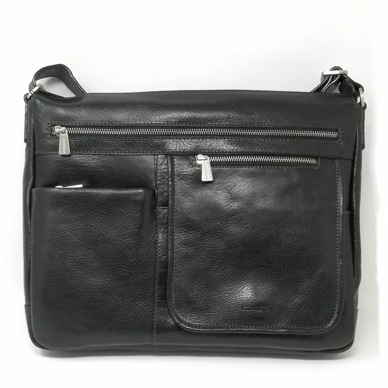 Firenze Zip Over Messenger Bag // Black