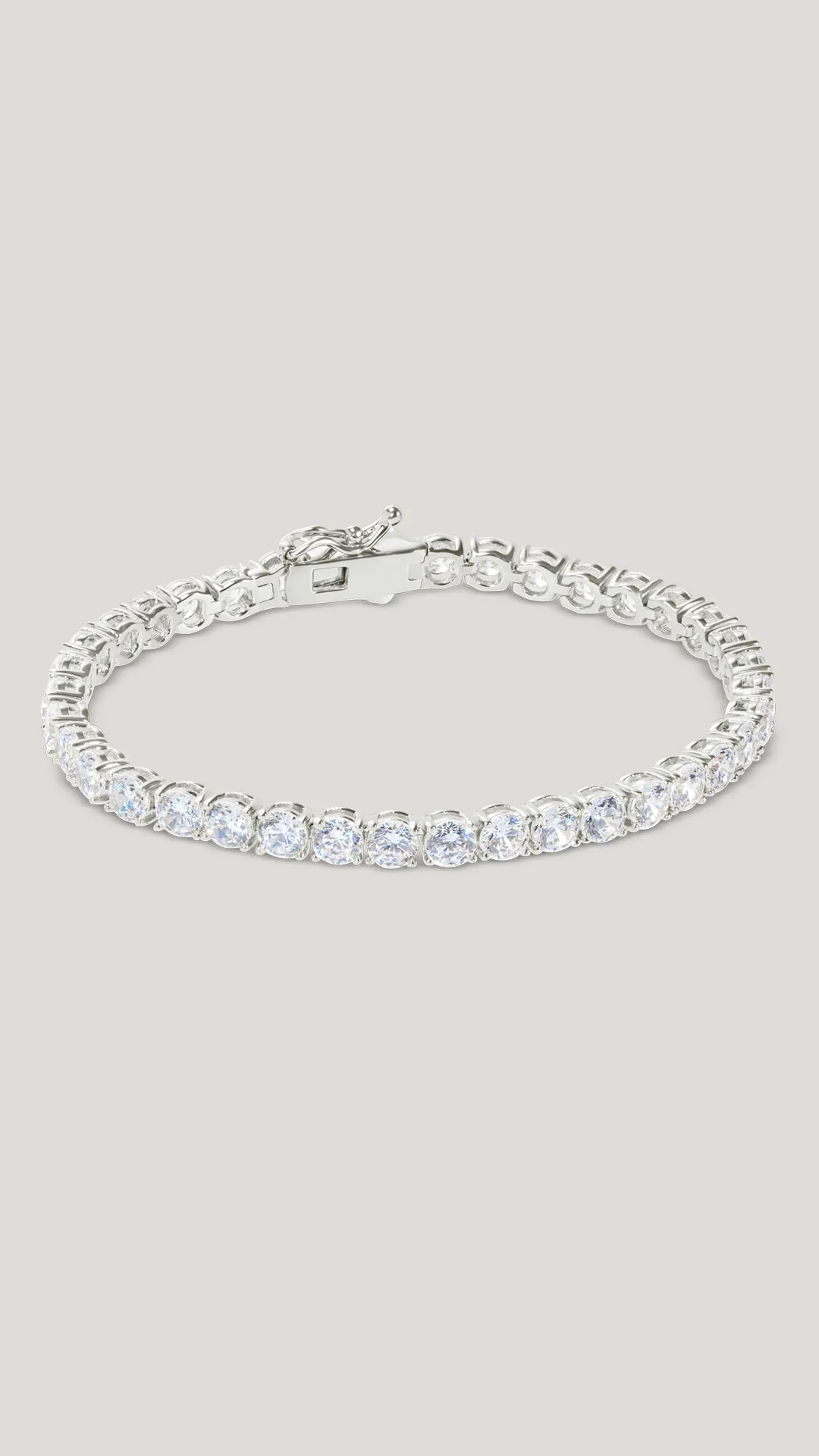 Hailey Round Prong Tennis Bracelet White Gold Plated