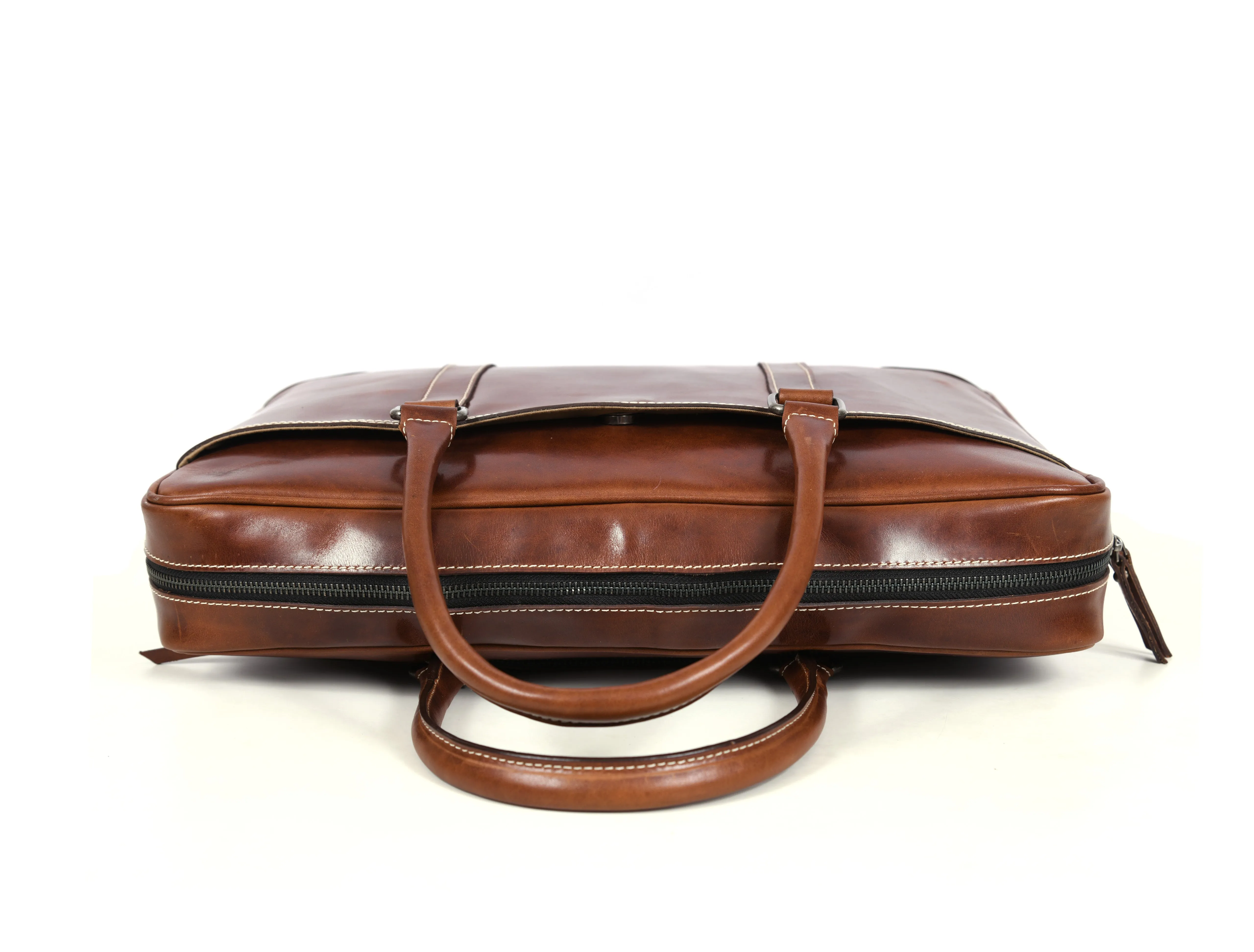 Hayward 17" Leather Office Bag - Cinnamon Tan