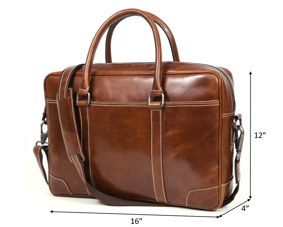 Hayward 17" Leather Office Bag - Cinnamon Tan