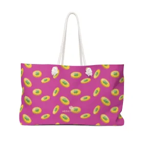 Hot Pink Gold Coins Tote Bag, St. Patrick's Day Irish Print 24"x13"Weekender Bag- Made in USA