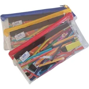 Just Stationery Clear Pencil Case 8 inch (Colour Options)