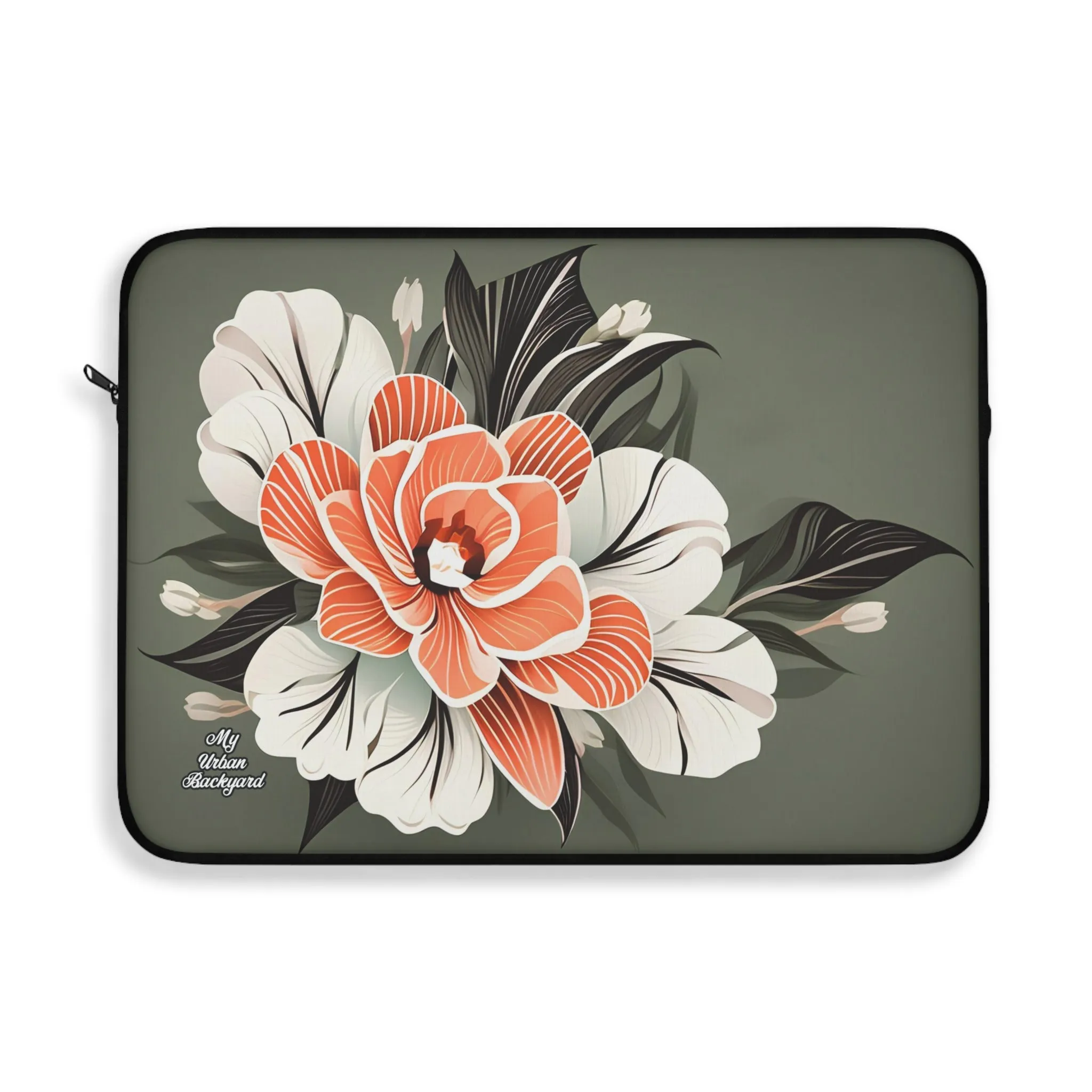 Laptop Carrying Case, Top Loading Sleeve for School or Work - White and Peach Flower