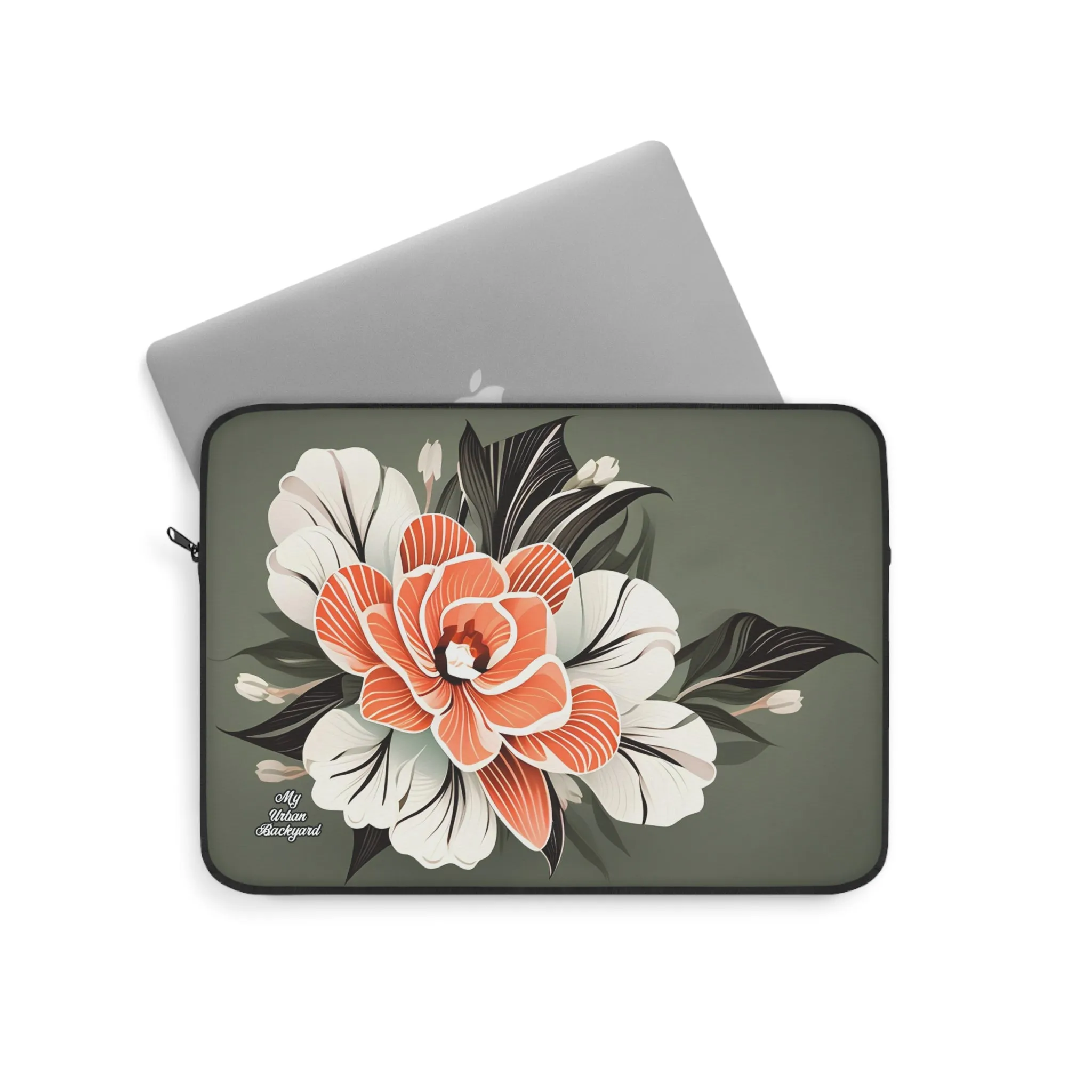 Laptop Carrying Case, Top Loading Sleeve for School or Work - White and Peach Flower