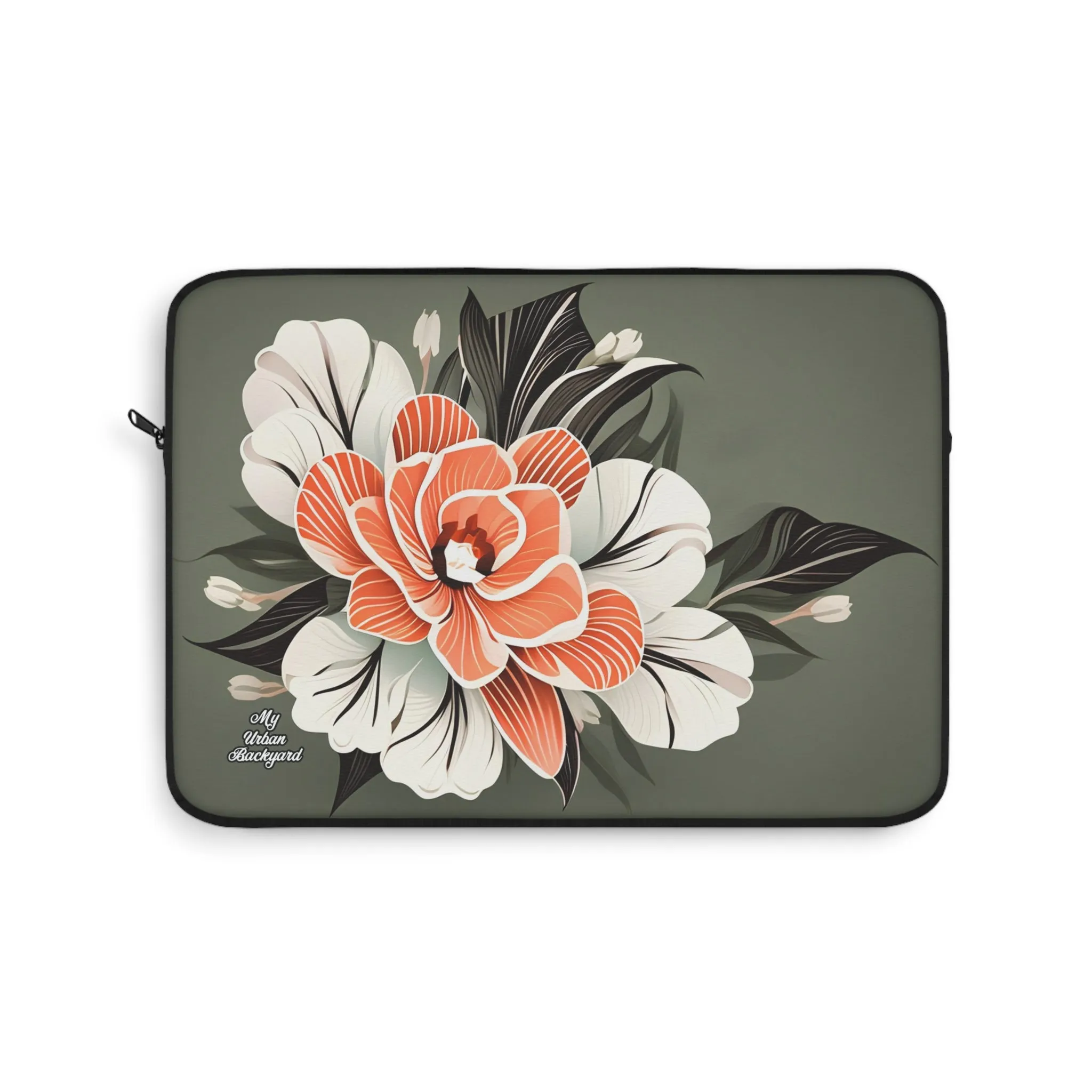 Laptop Carrying Case, Top Loading Sleeve for School or Work - White and Peach Flower