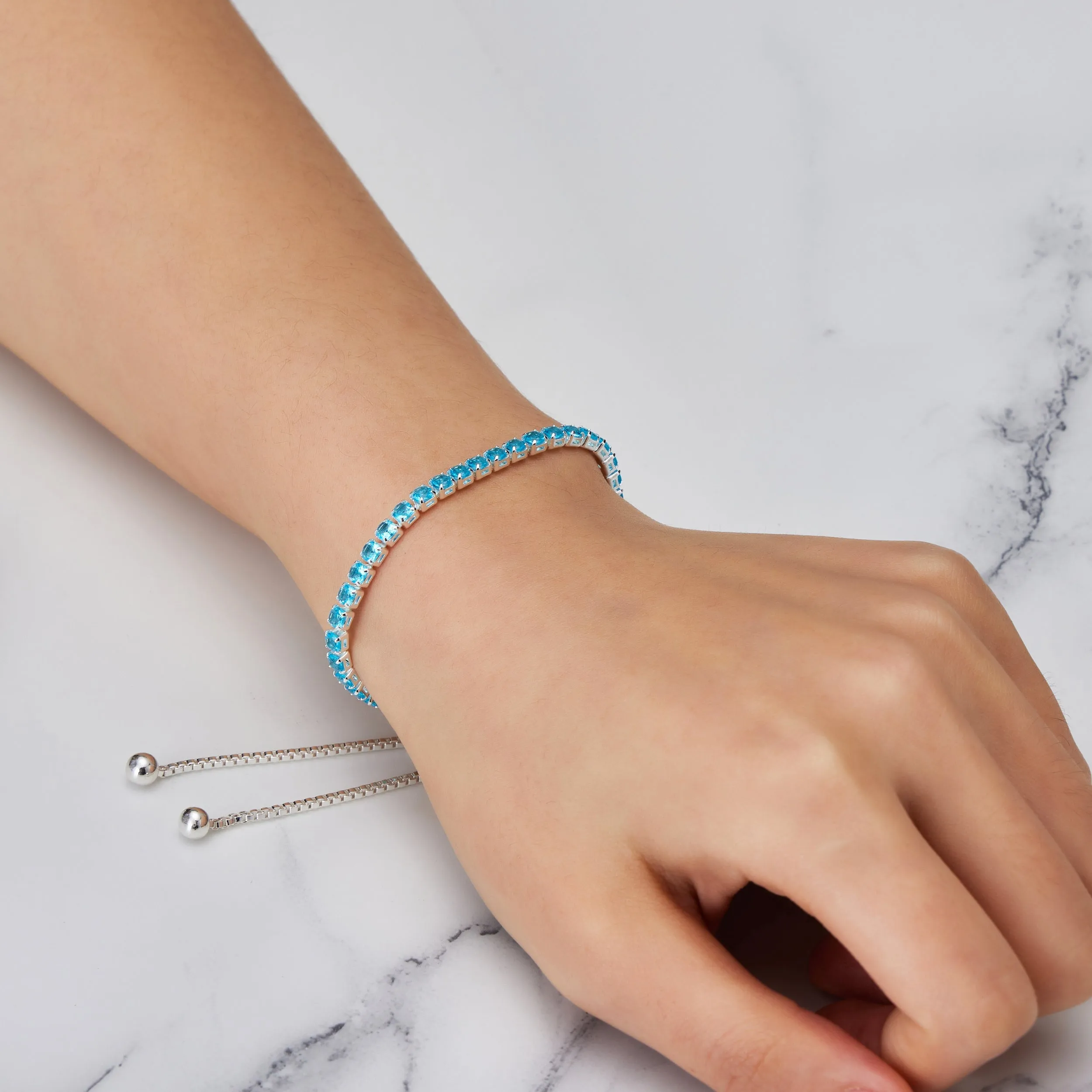 Light Blue Tennis Friendship Bracelet Created with Zircondia® Crystals