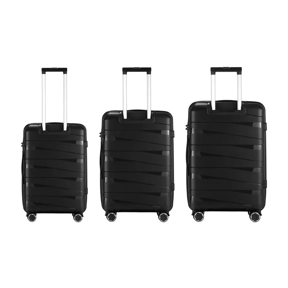 Mazam 3PCS Luggage Set Travel TSA Lock PP Case Black