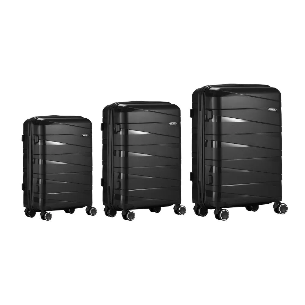 Mazam 3PCS Luggage Set Travel TSA Lock PP Case Black