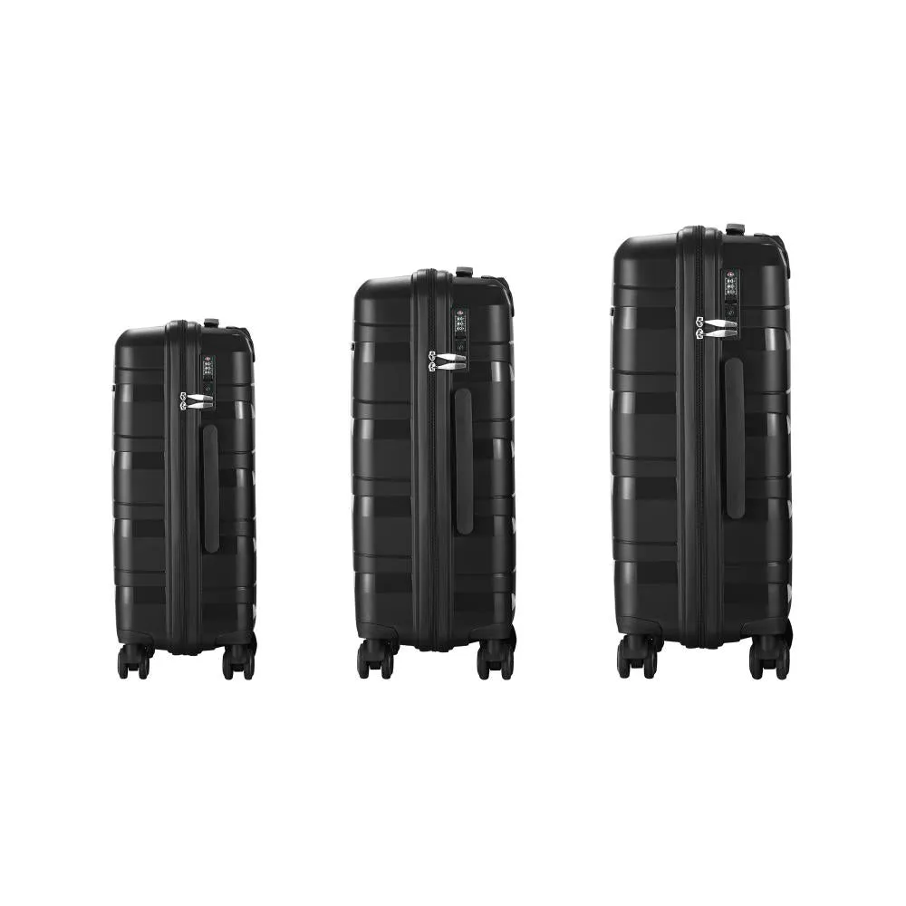 Mazam 3PCS Luggage Set Travel TSA Lock PP Case Black