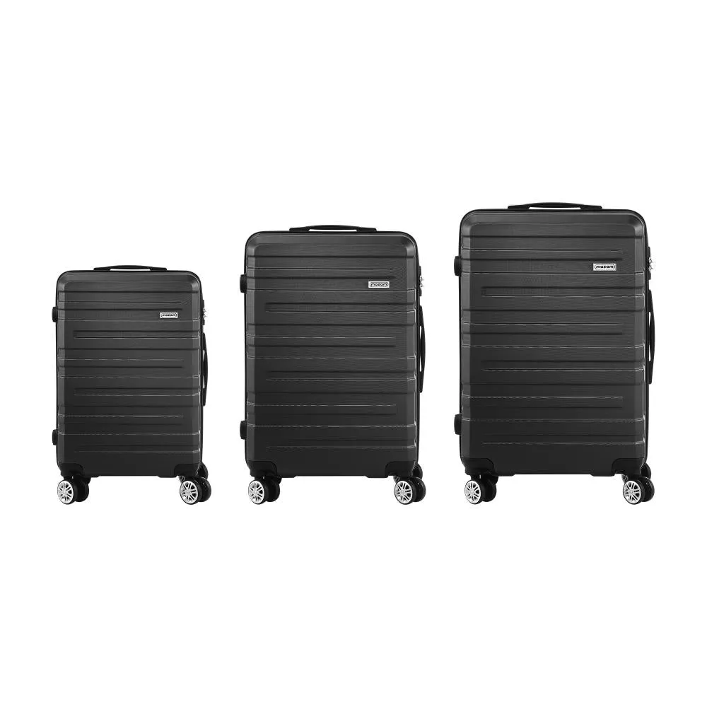 Mazam 3PCS Luggage Suitcase Trolley Set Travel TSA Lock Storage Hard Case Black