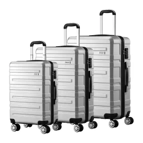 Mazam 3PCS Luggage Suitcase Trolley Set Travel TSA Lock Storage Hard Case Silver