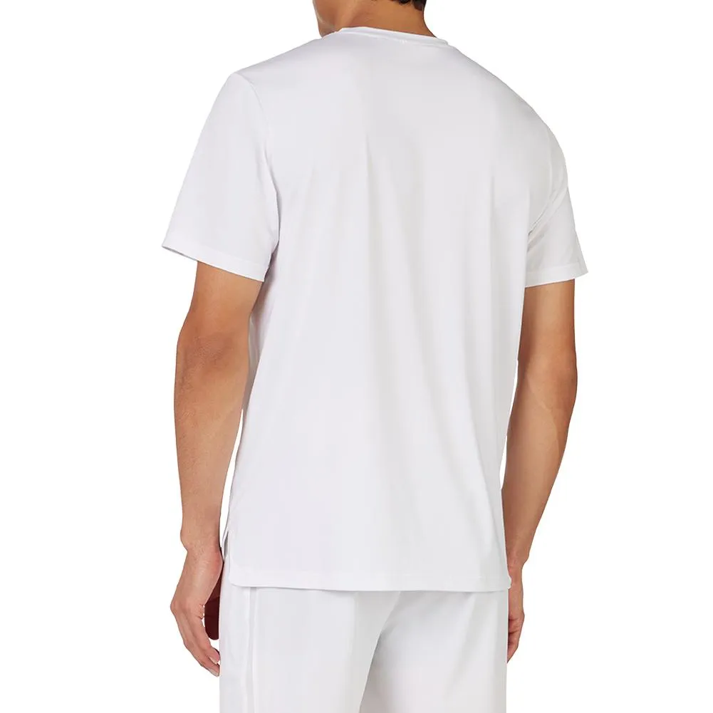 Men's Short Sleeve Tennis Crew White and Scuba Blue