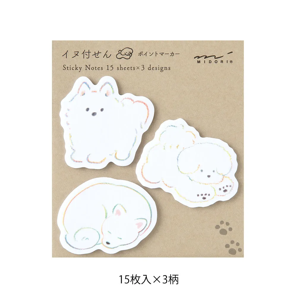 Midori Sticky Notes Point - White Dog