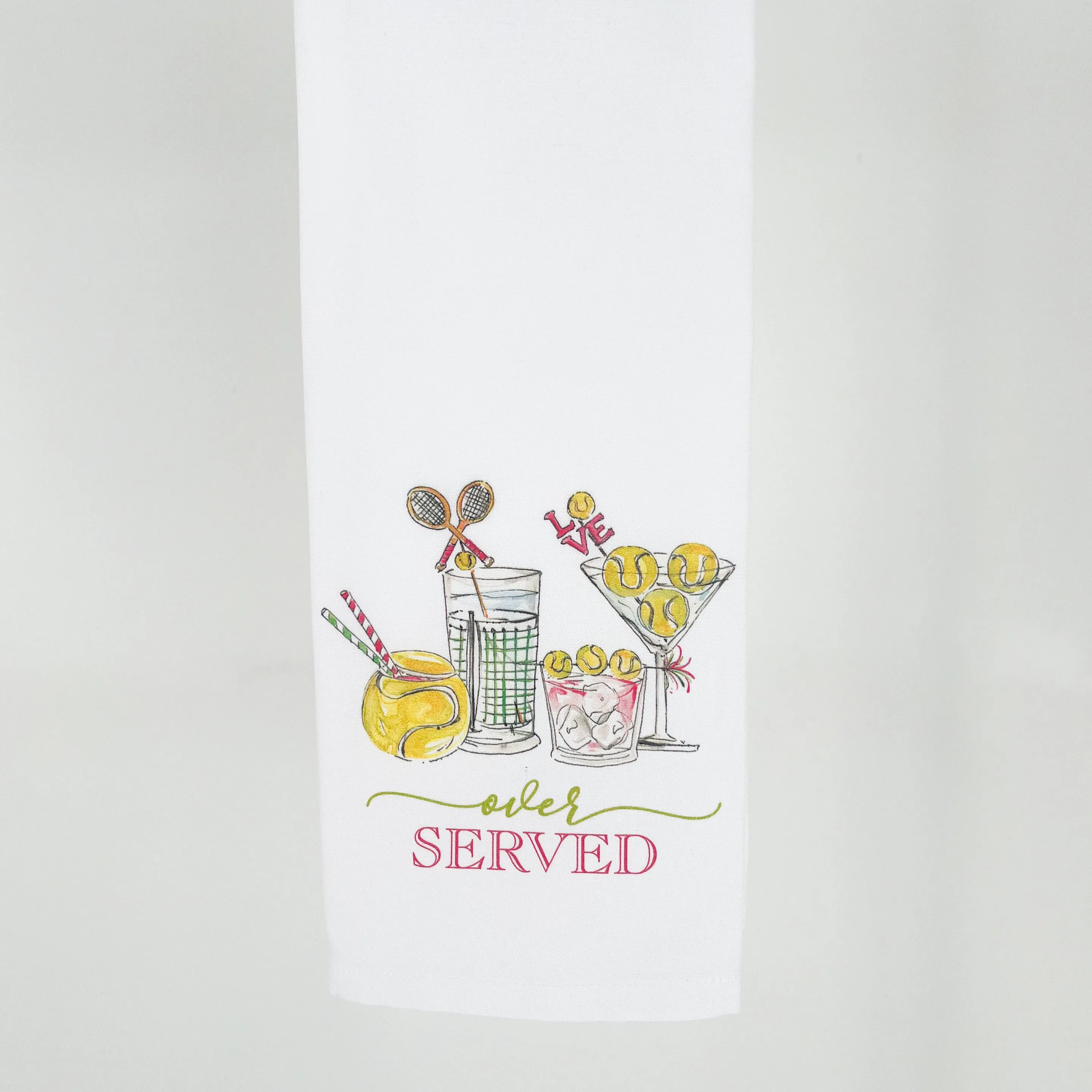 Over Served Tennis Cocktails Kitchen Towel