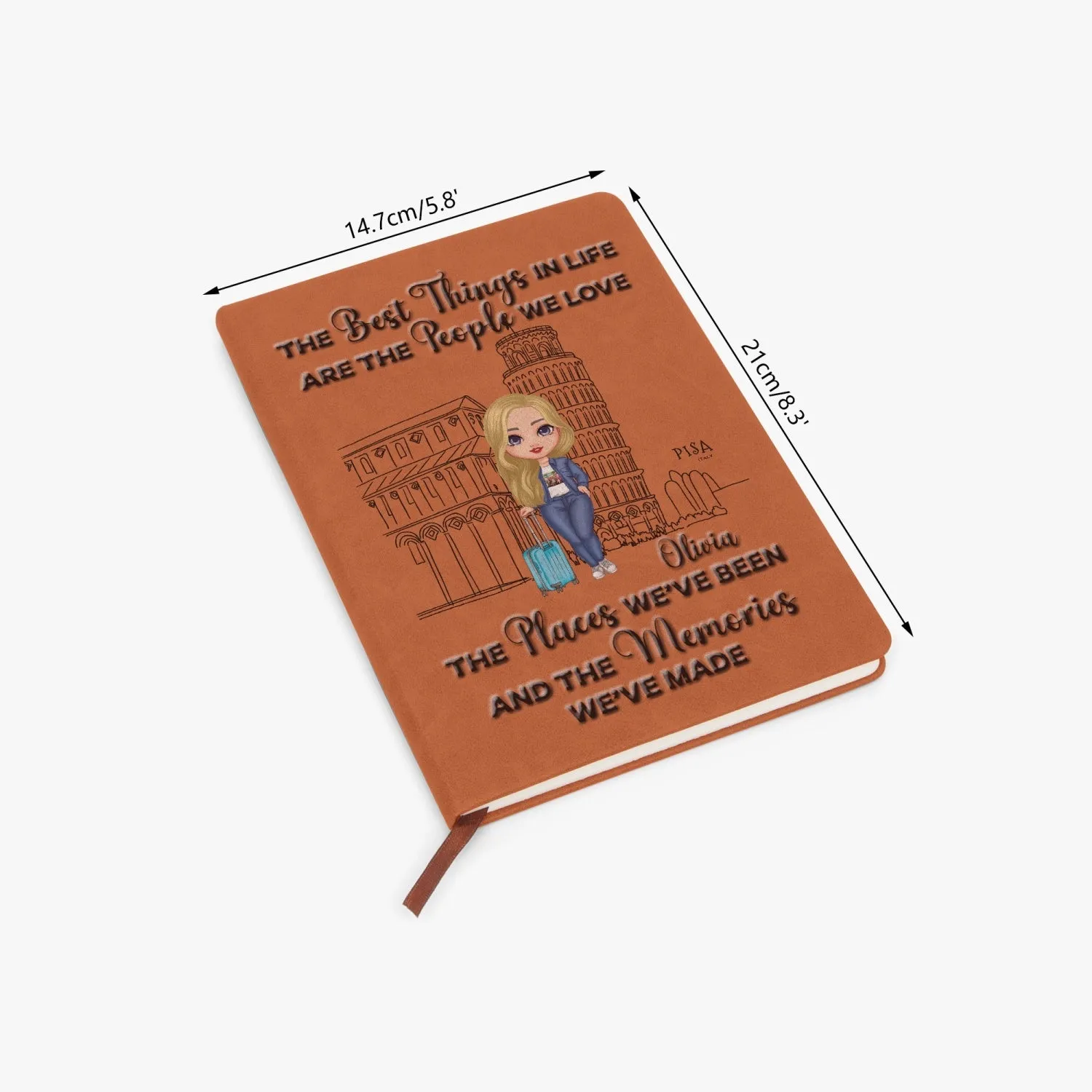 Personalised PU Leather Travel Journal Notebook, Italy, The Best things