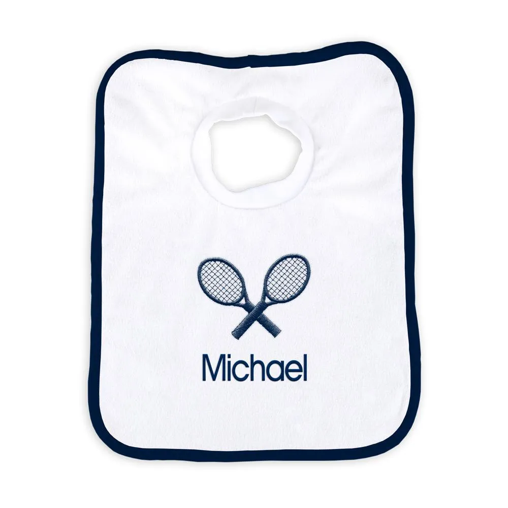 Personalized Basic Bib with Tennis Rackets