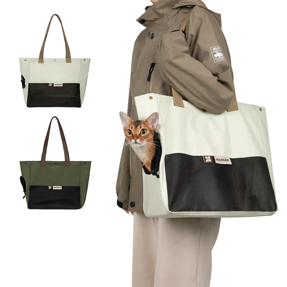 Portable Canvas Cat Carrier Bag - Shoulder Sling Travel Handbag for Pets