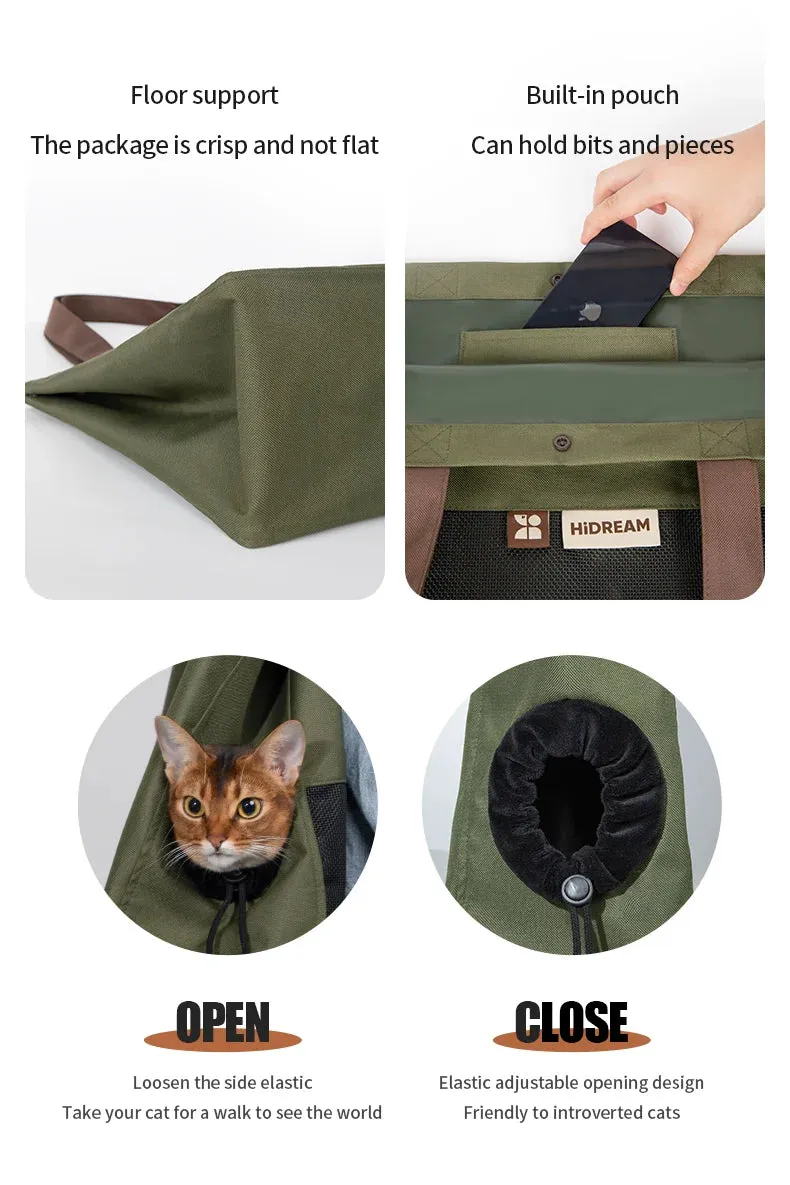 Portable Canvas Cat Carrier Bag - Shoulder Sling Travel Handbag for Pets