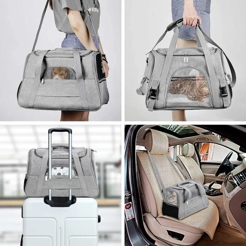 Portable Cat Carrier Travel Bag Airline Approved Pet Messenger