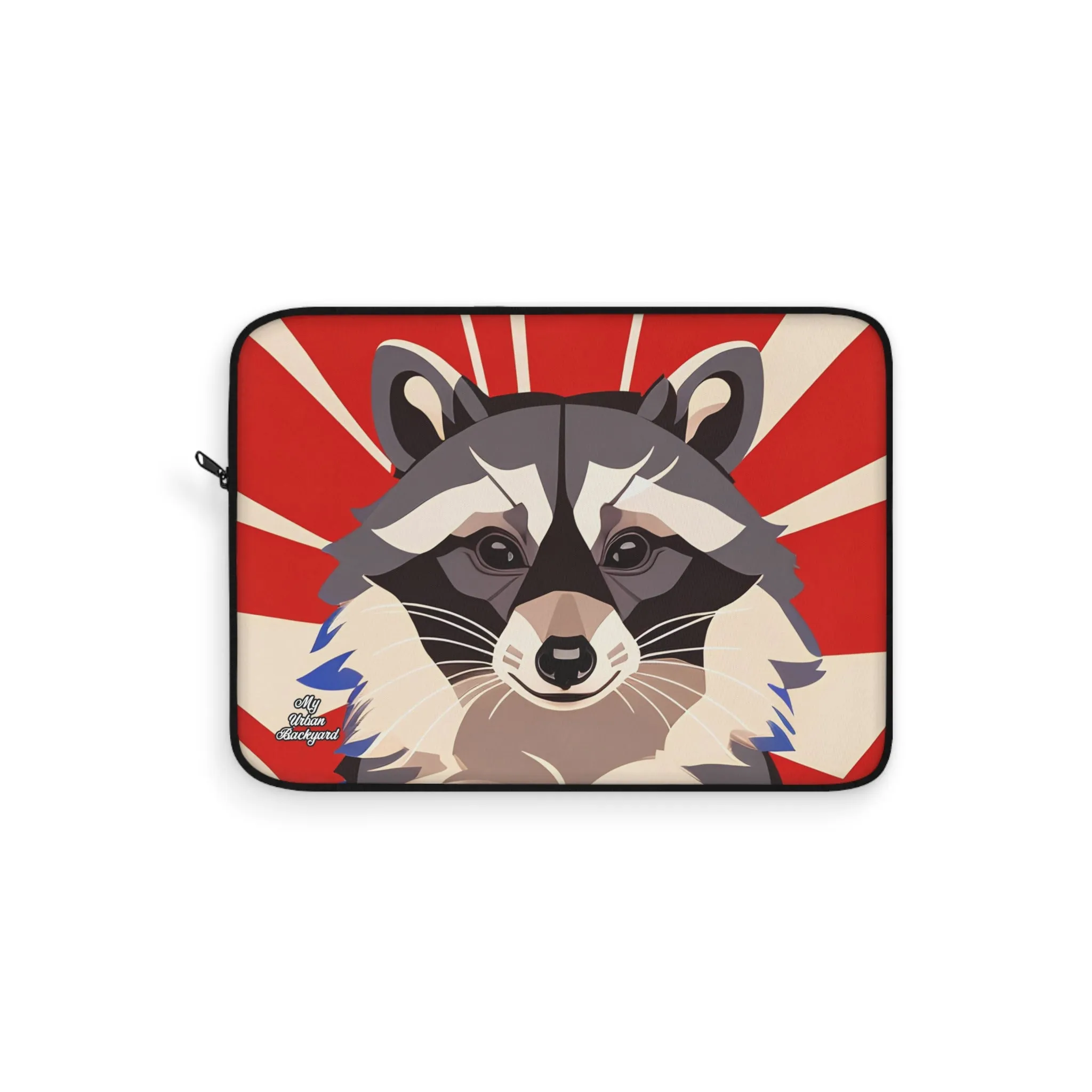 Raccoon on Art Deco Rays, Laptop Carrying Case, Top Loading Sleeve for School or Work