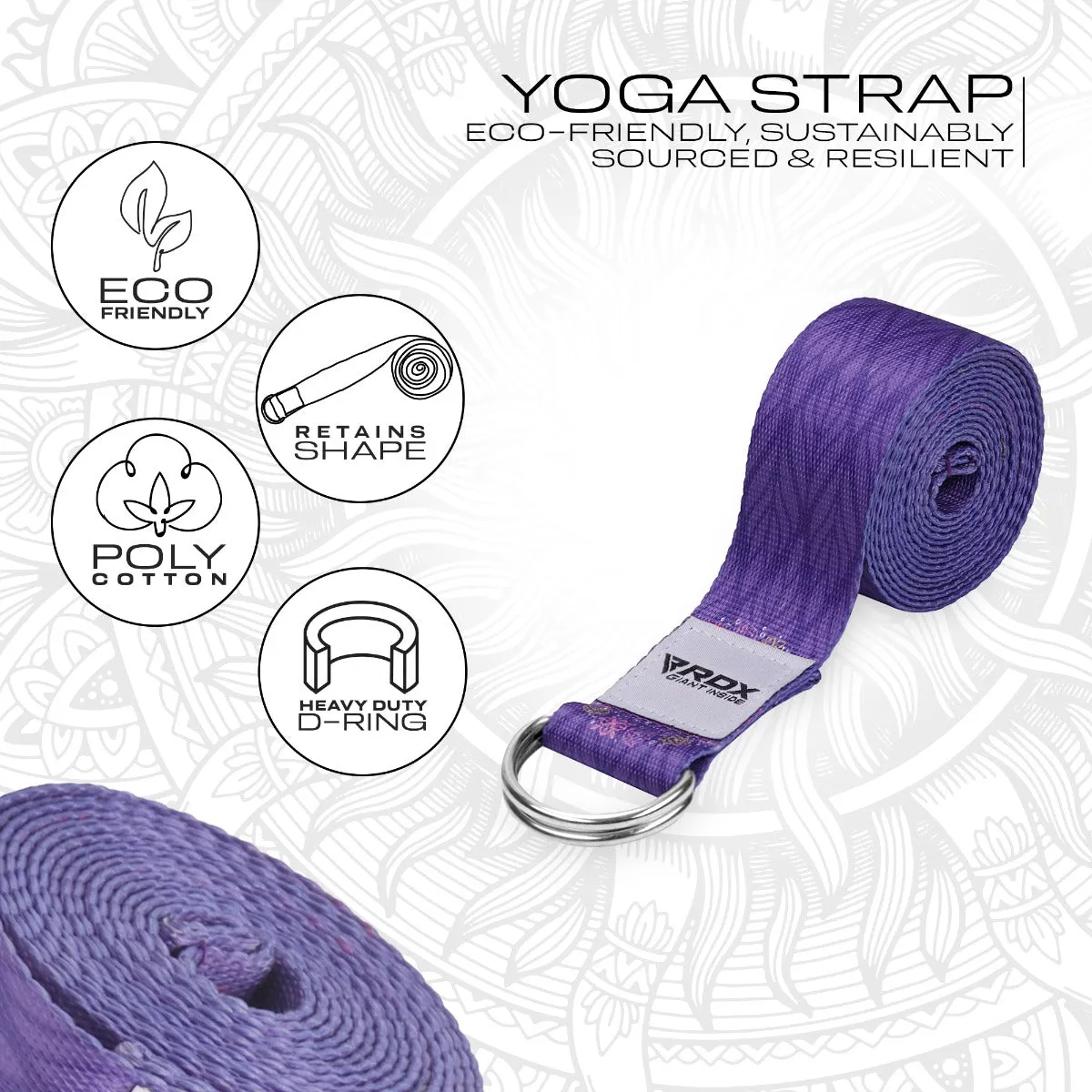 RDX F7 D-Ring Steel Buckle Cotton Yoga Strap