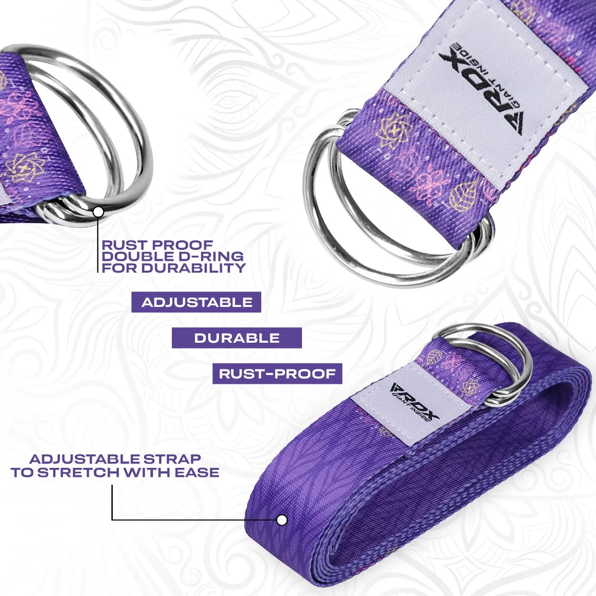 RDX F7 D-Ring Steel Buckle Cotton Yoga Strap