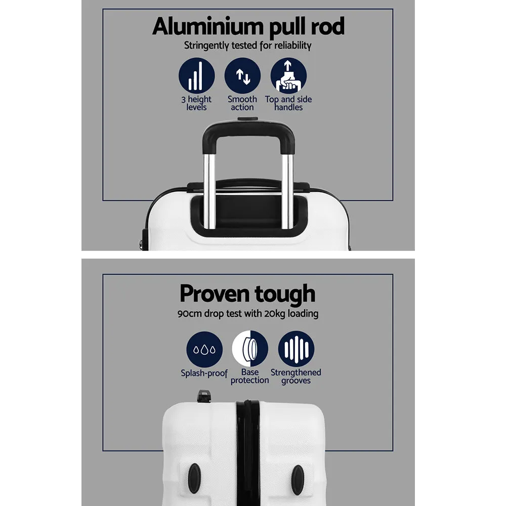 Set of 2 Luggage Trolley Set Travel Suitcase TSA Hard Case White